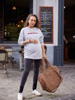 Set sweater "bisou mama" en legging voor tijdens de zwangerschap en erna ENVIE DE FRAISE gemêleerd grijs - thumbnail