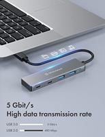 GrauGear G-HUB2A2C-AC G-HUB2A2C-AC USB-hub 4 poorten USB-A, USB-C USB 3.0 5 GBit/s Zilver - thumbnail