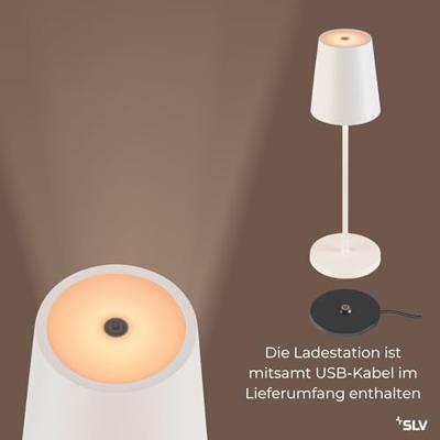 SLV Buiten tafellampVinolina Two wit - oplaadbaar - 1007692