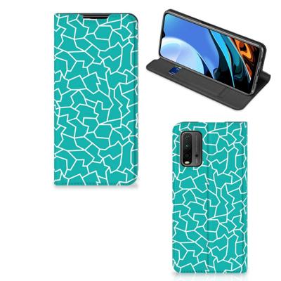 Xiaomi Poco M3 | Redmi 9T | Bookcase | Cracks Blue