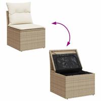 8-delige Loungeset met kussens poly rattan beige - thumbnail