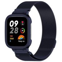 By Qubix - Milanese bandje met case - Donkerblauw - Xiaomi Redmi Watch 3 - thumbnail