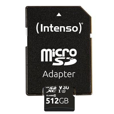Intenso Professional miniSDXC-kaart Retail 512 GB Class 10, UHS-I U3, v30 Video Speed Class Watervast, Temperatuurbestendig