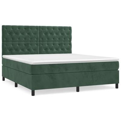 Boxspring met matras fluweel donkergroen 160x200 cm - thumbnail