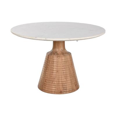 Eettafel Home ESPRIT Wit Natuurlijk Marmer Acacia 115 x 115 x 76 cm