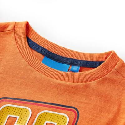 Kindershirt met lange mouwen racewagenprint 128 donkeroranje - thumbnail
