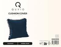 QUVIO Kussenhoes 50 x 50cm met bolletjes fluweel - Donkerblauw - thumbnail