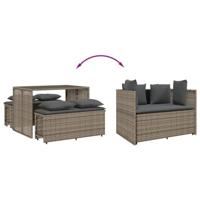 3-delige Tuinset met kussens poly rattan grijs - thumbnail
