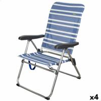 Strandstoel Aktive Mykonos Blauw 47 x 93 x 63 cm (4 Stuks) - thumbnail