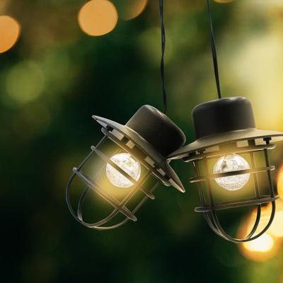 Lichtslinger op zonne-energie - LUMISKY - DETROIT - 4 m - Lampenkap in industriële stijl - 10 ronde lampen - Warm witte LED