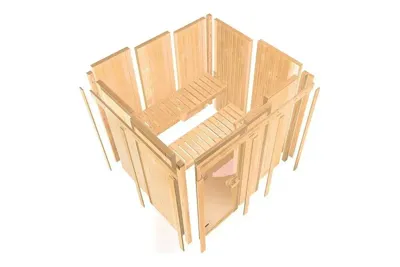 Karibu | Variado Sauna met Dakkraag | Energiesparende Deur | Biokachel 9 kW Externe Bediening