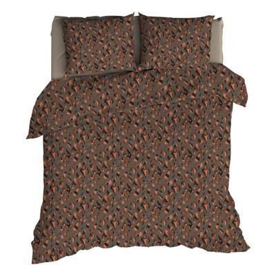 Romanette Flanellen Dekbedovertrek Glockner Taupe/Terra-2-persoons (200 x 200/220 cm)