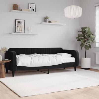 Slaapbank met matras 80x200 cm fluweel zwart