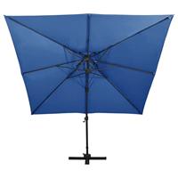 Zweefparasol met dubbel dak 300x300 cm azuurblauw - thumbnail