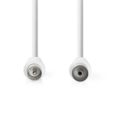 Coaxkabel | IEC (Coax) Male | IEC (Coax) Female | Vernikkeld | 90 dB | 75 Ohm | Dubbel Afgeschermd | 2.00 m | Rond | PVC | Wit