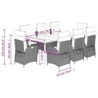 9-delige Tuinset met kussens poly rattan bruin - thumbnail