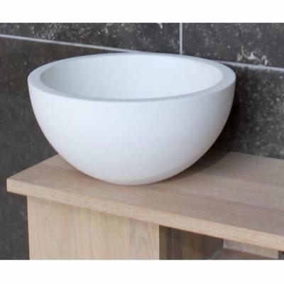 Fontein Luca Sanitair Rond 24x24x12cm Mineral Stone Glanzend Wit