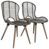 Eetkamerstoelen 4 st natuurlijk rattan bruin - thumbnail