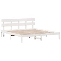 Bedframe met hoofdeinde Wit 180 x 200 cm Massief grenenhout - thumbnail
