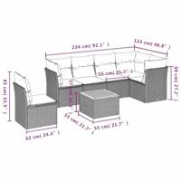 7-delige Loungeset met kussens poly rattan zwart - thumbnail