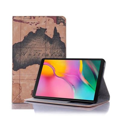 Cartografische textuur horizontale Flip lederen draagtas met houder & kaartsleuven & portemonnee voor Galaxy tab A 8 0 (2019) (zwart + oranje)