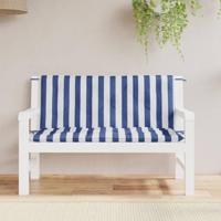 VidaXL Tuinbankkussens 2 st gestreept 120x50x7 cm stof wit en blauw - thumbnail