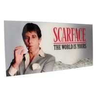 Scarface Glass Poster The World Is Yours (Grey Background) 60 x 30 cm - thumbnail