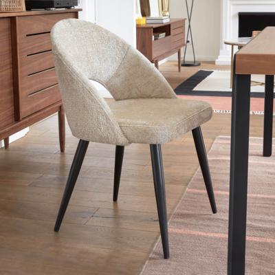 Kave Home Eetkamerstoel 'Mael' Chenille, kleur Beige