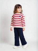 Ruime ribfluwelen paperbag-stijl broek voor meisjes marineblauw - thumbnail