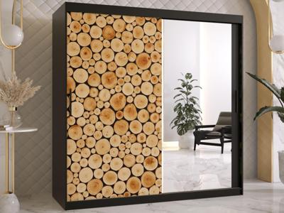 Kledingkast SOSNY 2 schuifdeuren 180 cm mat zwart met spiegel Kledingkast SOSNY 2 schuifdeuren 180 cm mat zwart met spiegel