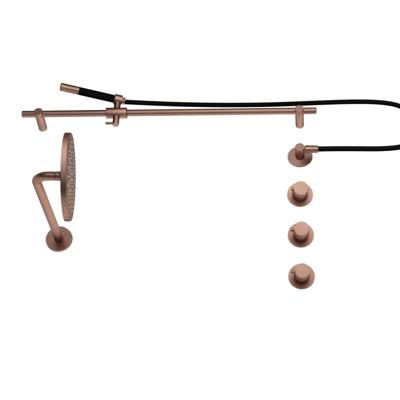 Hotbath Cobber - CB7067 - Inbouw Regendoucheset - Geborsteld Koper PVD - 2 Stopkranen - Thermostatisch - Wandarm 40 cm - Hoofddouche 200 mm - Staafhanddouche - Glijstang 900 mm - Waterbesparend