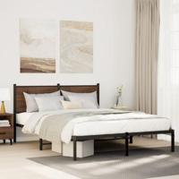 Bedframe met hoofdbord metaal gerookt eikenkleurig 150x200 cm - thumbnail