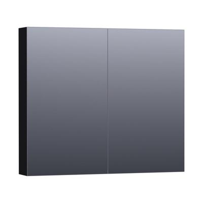 Brauer Impress Deluxe Spiegelkast - 80 cm - met interne en externe Verlichting - 2 Dubbelzijdige Spiegeldeuren - Mat Zwart