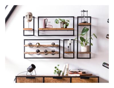 Artistiq Wijnrek 'Tava' Mangohout en metaal, voor 8 flessen