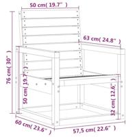 3-delige Loungeset massief grenenhout wit - thumbnail