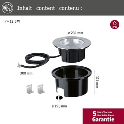 Paulmann Durea 200 94655 Vloerinbouwlamp RVS Paulmann Durea 200 94655 Vloerinbouwlamp RVS