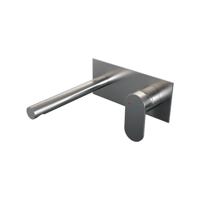 Inbouw wastafelmengkraan met rechte uitloop en afdekplaat - model C1 RVS geborsteld PVD - thumbnail