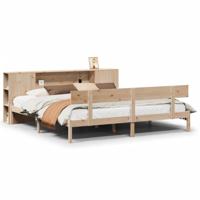 Bed met boekenkast zonder matras massief grenenhout 200x200 cm - thumbnail
