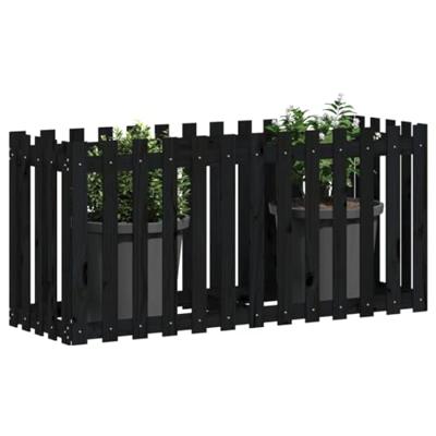 Plantenbak verhoogd hekontwerp 150x50x70 cm grenenhout zwart
