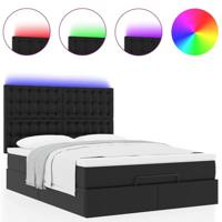 Ottoman bed met matras en LED's 140x190cm kunstleer zwart - thumbnail