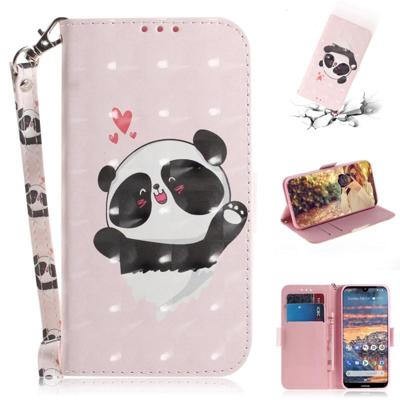 3D gekleurde tekening hart Panda patroon horizontale Flip lederen case voor Nokia 4 2 met houder & card slots & portemonnee