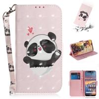3D gekleurde tekening hart Panda patroon horizontale Flip lederen case voor Nokia 4 2 met houder & card slots & portemonnee - thumbnail