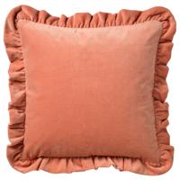 Dutch Decor - YARA - Kussenhoes 45x45 cm - 100% katoen - velvet - met ruches - Muted Clay - roze - thumbnail