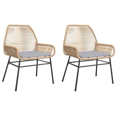 Tuinstoelen 2 st met kussens poly rattan bruin