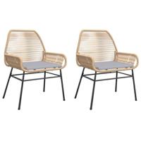 Tuinstoelen 2 st met kussens poly rattan bruin - thumbnail