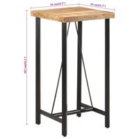 Bartafel 55x55x107 cm massief mangohout en ijzer - thumbnail