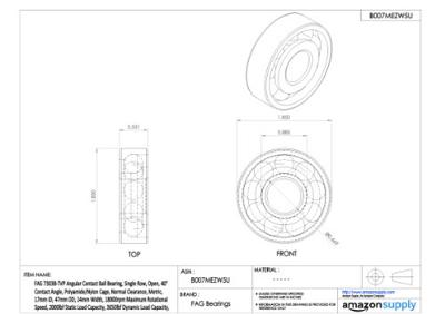 FAG 7303-B-TVP Hoekcontactkogellager, enkele rij Boordiameter 17 mm Buitendiameter 47 mm Toerental (max.) 19600 omw/min