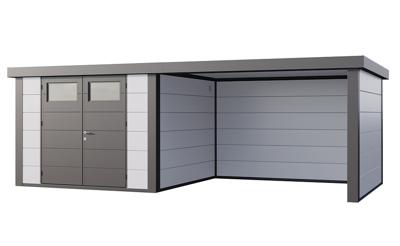 Telluria | Tuinhuis Classico 3030 met Overkapping Lounge Large | Rechts | Wit-Antraciet