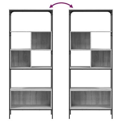 Boekenkast 5-laags 76x33x188,5 cm bewerkt hout grijs sonoma