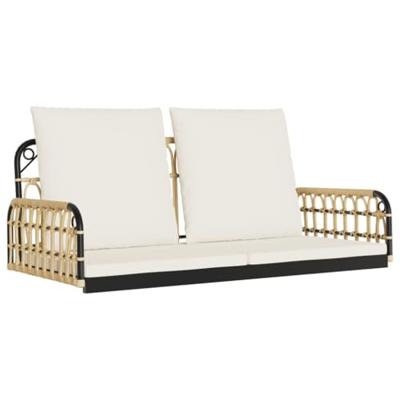 Schommelbank met kussens 105x58x38 cm poly rattan en staal Schommelbank met kussens 105x58x38 cm poly rattan en staal